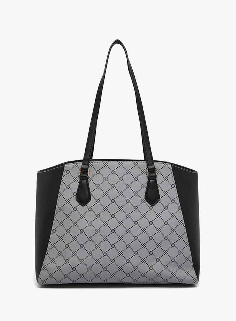 ناين ويست حقيبة يد علوية بتفاصيل شعار